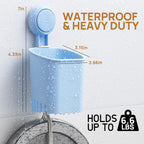 LEVERLOC Powerful Suction Cup Toothbrush Holder, No Drill Removable Wall Shower Holder for Toothbrush, Toothpaste, Razor, Self-draining Suction Cup in Shower, Kitchen Tableware Organizer, Blue, 2 Pack