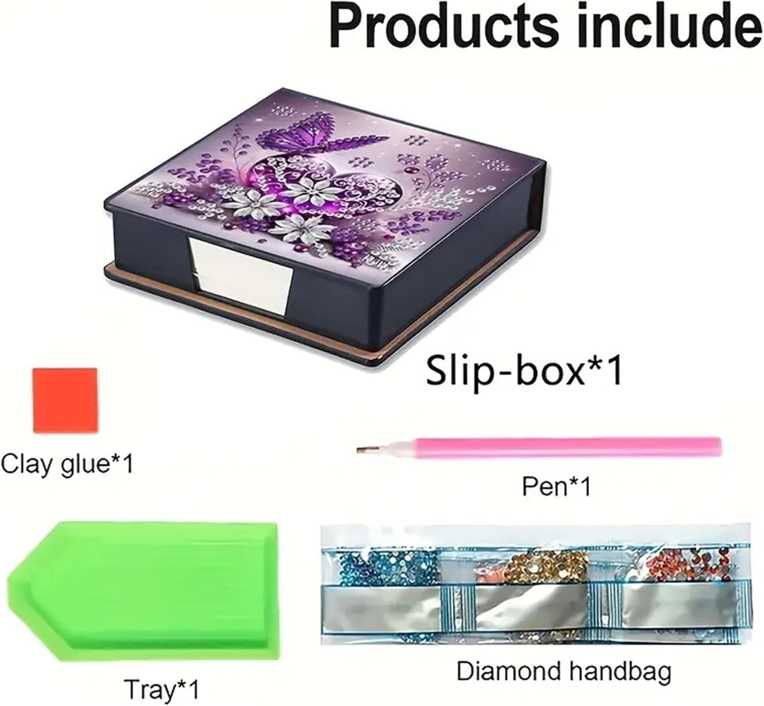 Butterfly Diamond Painting Kit Note Box,Memo Paper Storage Box Diamond Art,Sticky Note Holder Diamond Art,Diamond Painting Memo Pad For Office Desk. (butterfly2)