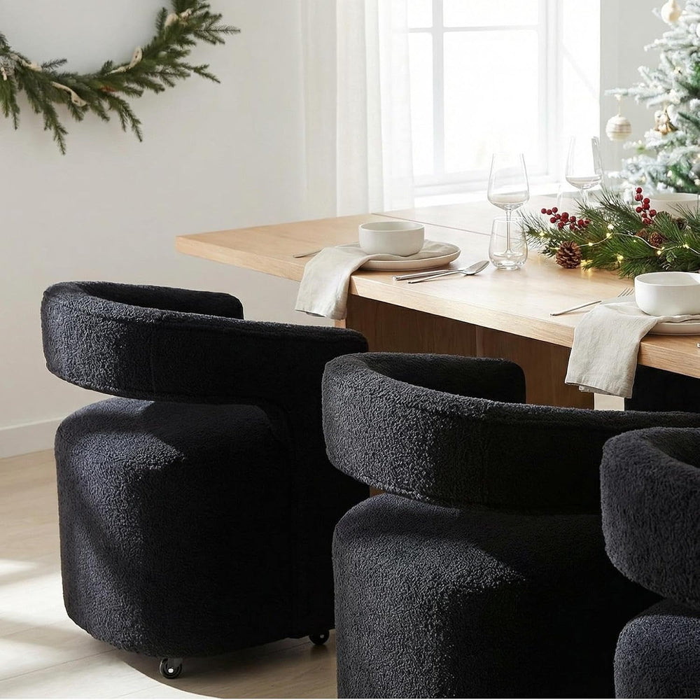 LukeAlon Sherpa Dining Chairs Set of 2, Modern 360° Swivel Kitchen Chairs wit...