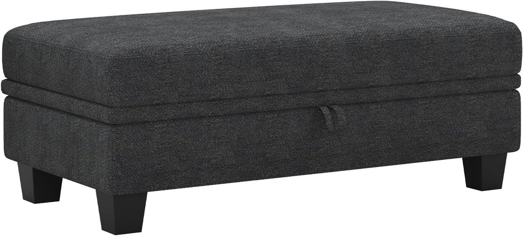 Belffin 45.9" Storage Ottoman Bench Oversized Ottoman for Footrest Upholstered Entryway Bench with Seating for Bedroom, Living Room. Dark Grey
