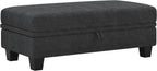 Belffin 45.9" Storage Ottoman Bench Oversized Ottoman for Footrest Upholstered Entryway Bench with Seating for Bedroom, Living Room. Dark Grey
