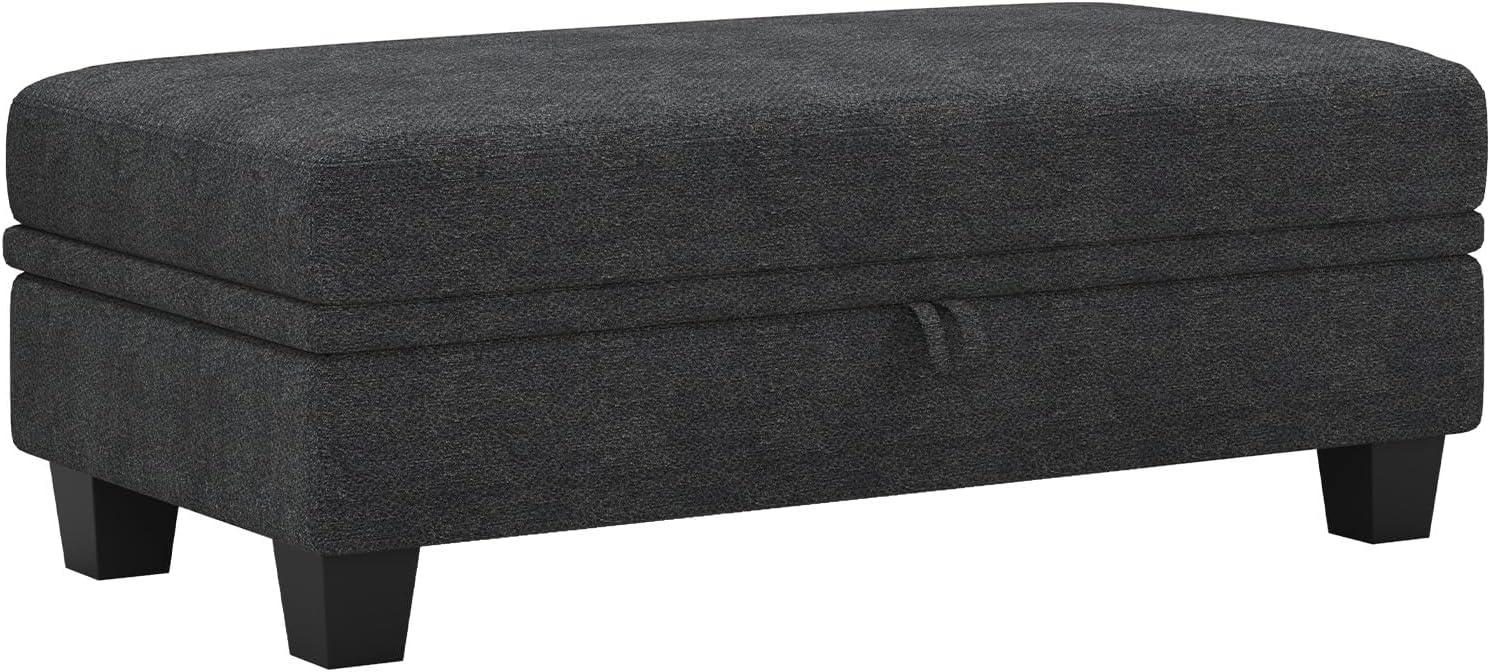 Belffin 45.9" Storage Ottoman Bench Oversized Ottoman for Footrest Upholstered Entryway Bench with Seating for Bedroom, Living Room. Dark Grey