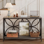 GiftGo Narrow Sofa Table 47.2 Inch, Industrial Sofa Table Behind Couch, Vintage Entry Console Table with Storage for Entryway, Living Room, Foyer, Elegant Design (Grey, 47.2)