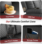 FURNIMAT 2026 Fabric Loveseat Recliner Sofa, 2 Seater Reclining Loveseat Sofa, RV Loveseat Couch, Modern Recliner Chair for Living Room, with Cup Holder and 2 Cell Phone Holders, USB Ports, Black