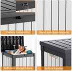 40 Gallon Resin Deck Box, Lockable Patio Outdoor Storage Box for Furniture, Garden Tools and Tools Storage, Waterproof Outside Storage Boxes - Black&White