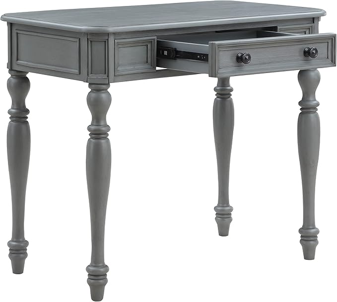 OSP Home Furnishings Country Meadows 36 Inch Writing Desk with Drawer, Plantation Grey
