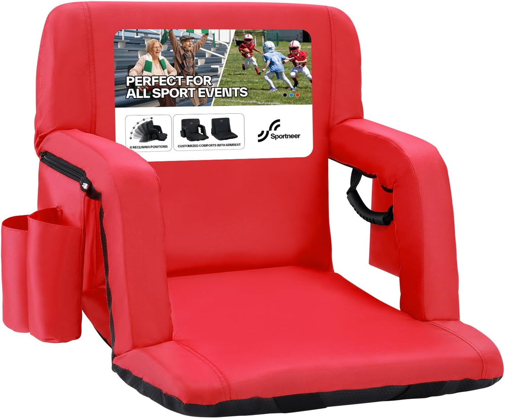 Sportneer Stadium Seats with Back Support: 2.5'' Thick Comfy Cushion ...