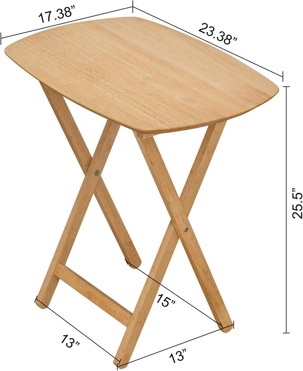 eHemco Hardwood Folding TV Tray Tables, 25.5 Inches, Set of 2 | Oversized, Na...