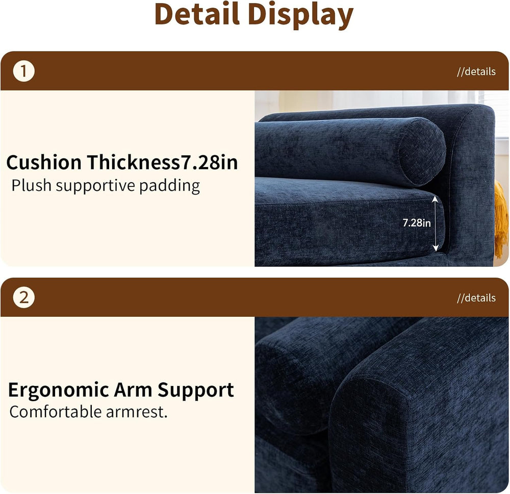 Chifee & Vingol 90.55" W Oversized Chaise Lounge Upholstered Bedroom...