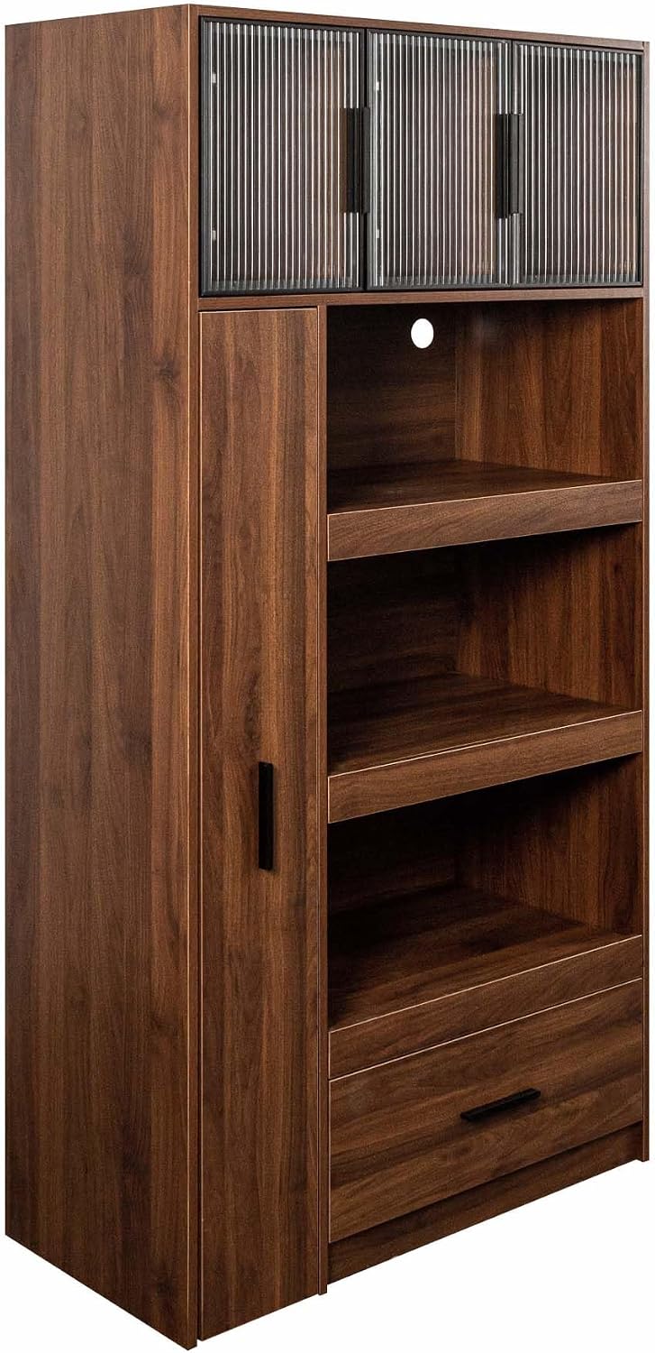Pantry Cabinet with Doors, 71” Tall Kitchen Pantry Cabinet with Drawers &...