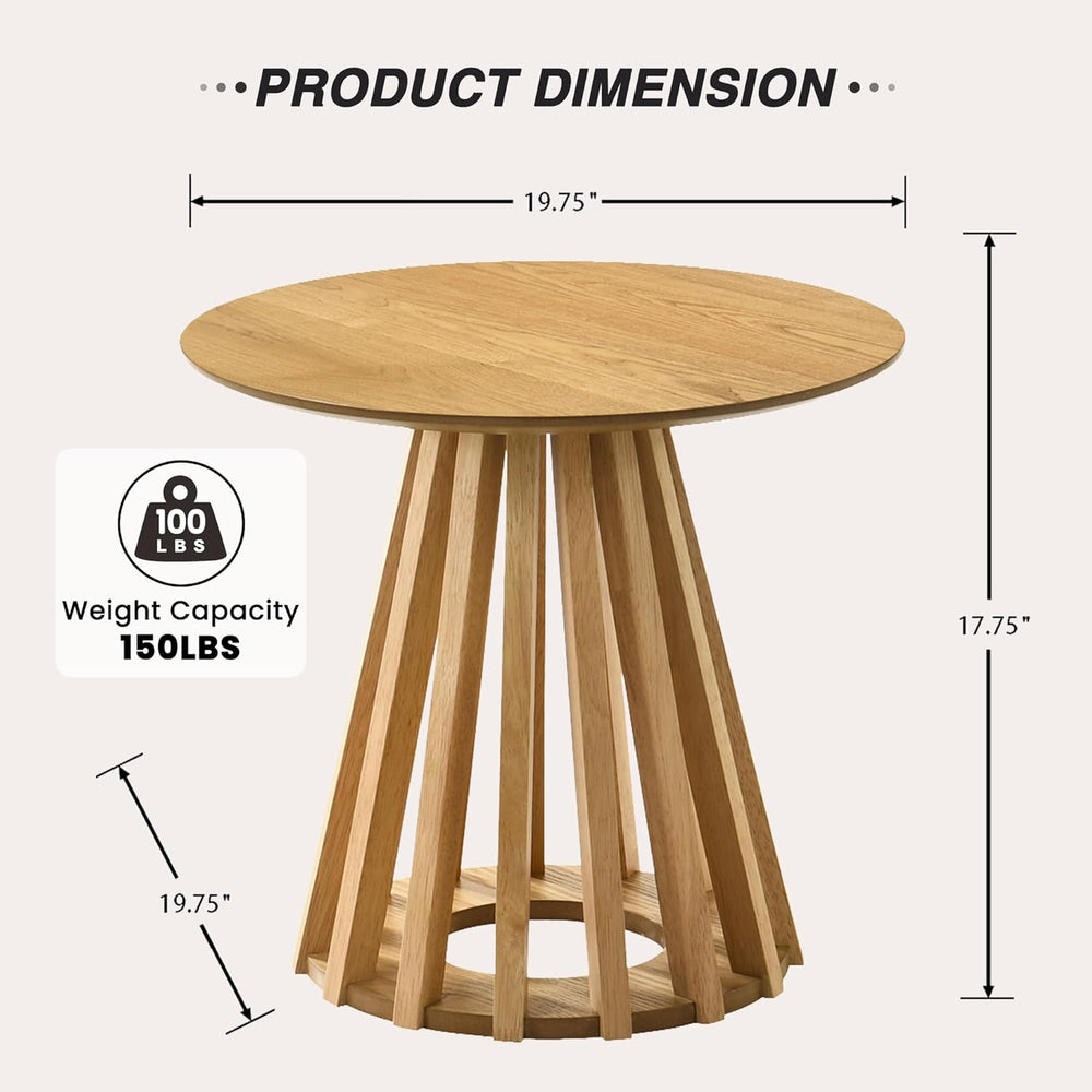 HNY Modern Round Fluted End Table, Wood Pedestal Side Table, Drum Accent Beds...