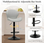 COLAMY Bar Stools Set of 6, Modern Swivel Bar Chairs, Adjustable Faux Leather Upholstered Barstools Counter Height with High Backrest for Bar, Kitchen Island, Dining Room, Grey
