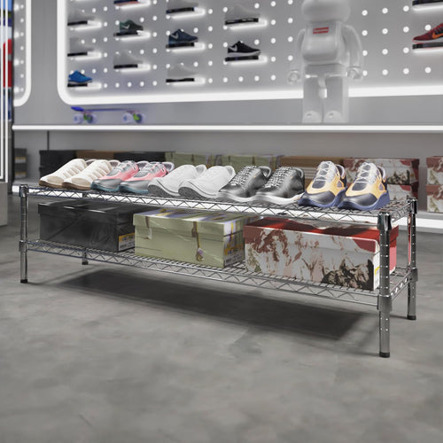 14" Deep x 54" Wide x 14" Height Wire Shelving Kit | 2-Tier | NSF Commercial Storage Rack Unit