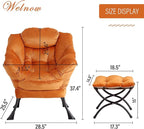 Welnow Lazy Chair with Ottoman, Modern Lounge Accent Chair with Armrests and a Side Pocket, Leisure Sofa Armchair, Reading Armchair with Footrest for Small Space, Corner Chair