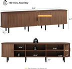 86.6" TV Stand with Power Outlet for TVs up to 90 Inch, Entertainment Center with Storage and Adjustable Shelves, Modern Media Console with Sliding Doors for Living Room, Walnut