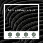 113" Modular Sectional Sofa Boneless U-Shaped Couches for Living Room | Modern Corduroy Cloud Couch Sofa with Memory Foam Deep Seat and Non-Slip Base, No Assembly, Black
