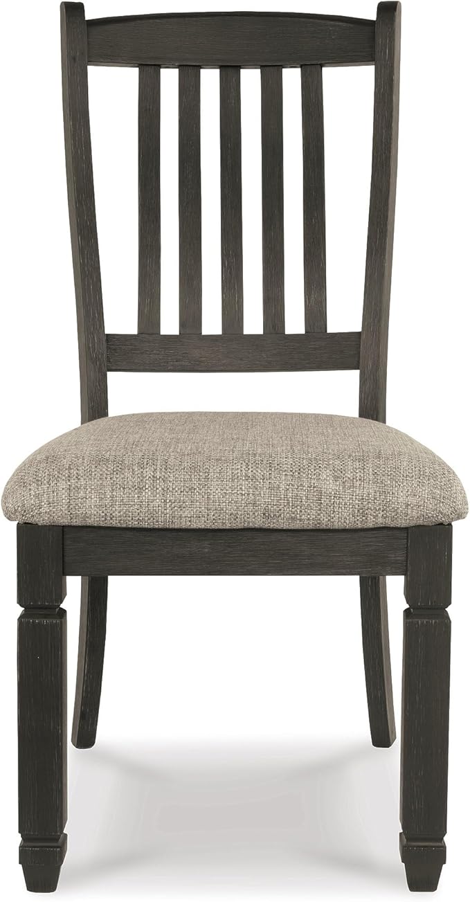 Signature Design by Ashley Tyler Creek Dining Room Upholstered Side Chair, 2 Count, Solid Wood, 19.25" H, Black and Grayish Black