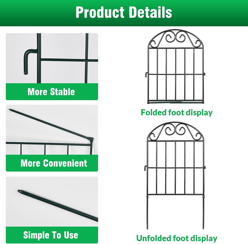 ADAVIN 24in Collapsible Garden Fence Border, 20 Panels Animal Barrier