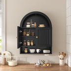 Arched Bathroom Wall Cabinet, 27.4 x 36.4'' Over The Toilet Cabinet with Grille Door, Adjustable Shelf, Wall Mounted Cabinets for Bathroom Laundry Room Kitchen (Black, 36IN)