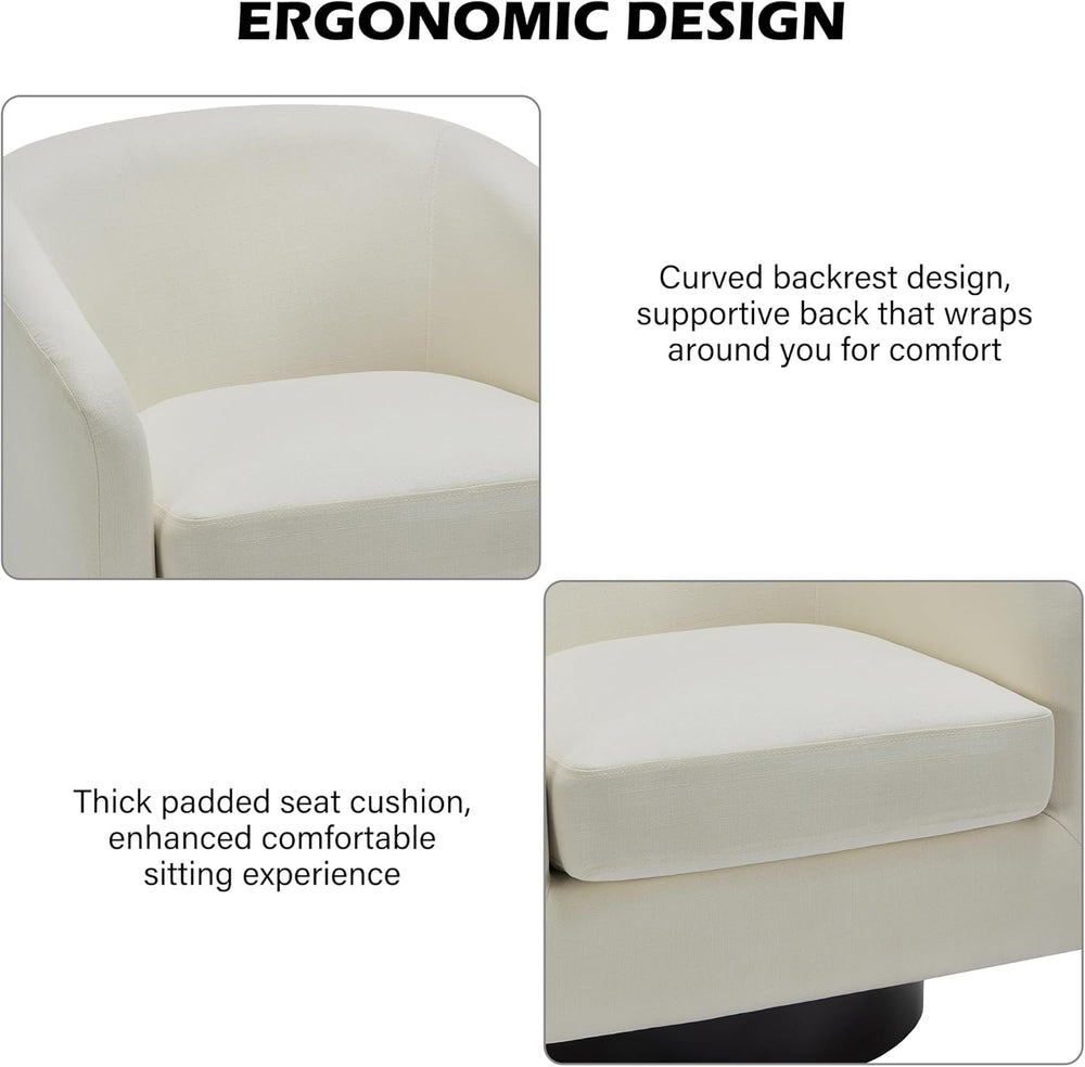 Swivel Barrel Accent Chair, Modern Round Chenille Fabric Arm Chair for Living...