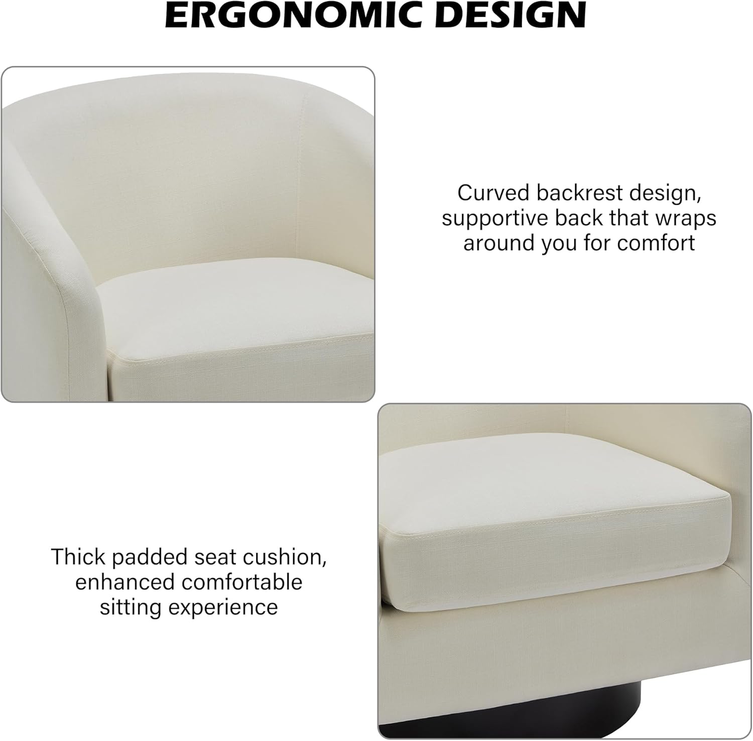 Swivel Barrel Accent Chair, Modern Round Chenille Fabric Arm Chair for Living Room, Bedroom, Comfy Club Reading Chairs for Adults