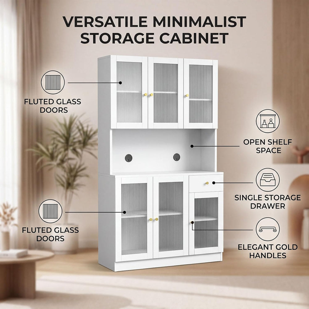 71" Kitchen Pantry Cabinet with Storage, Tall Kitchen Pantry Cabinet wit...