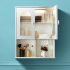 Bathroom Wall Cabinet with Lighting & Tissue Hole, Wall Mounted Glass Door Medicine Cabinet Over Toilet Storage for Laundry Room Kitchen