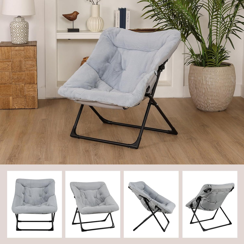 Comfy Saucer Chair for Adults, Set of 2, Soft Faux Fur Bedroom Chair, Accent ...