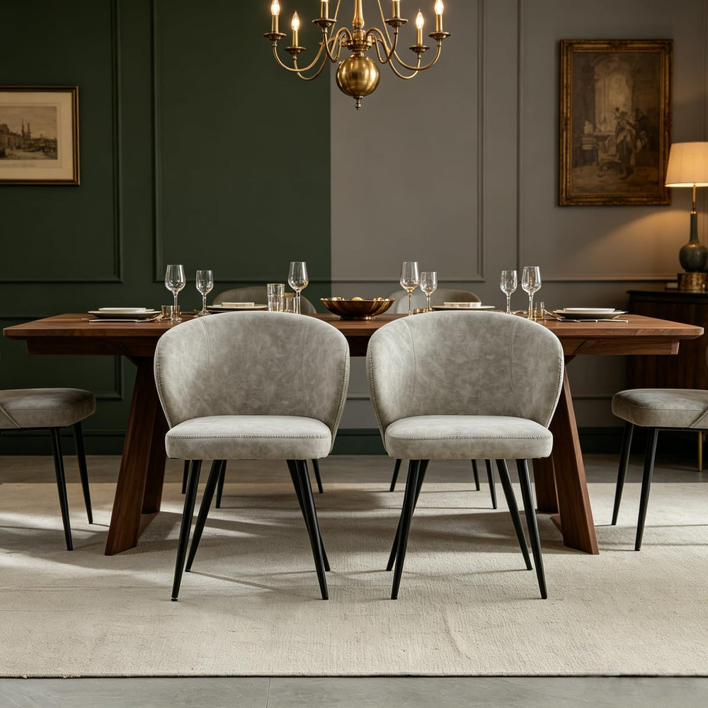 Dining Chairs Set of 6, Sturdy Metal Legs, High-Resilience Sponge, Non-Scratc...