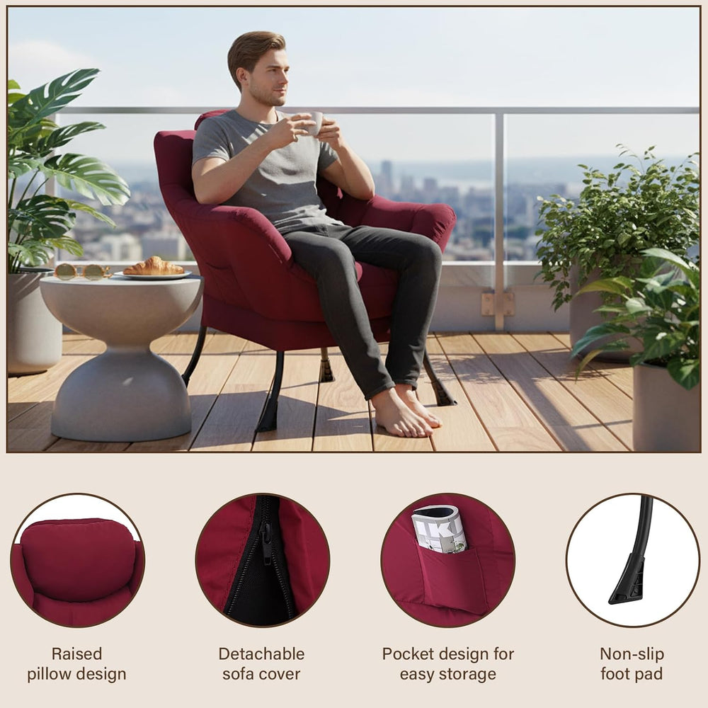 Welnow Lazy Chair for Living Room, Modern Reading Accent Chair with Armrests ...