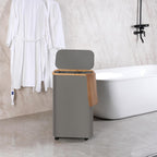 efluky Slim Laundry Basket with Wheels, Narrow Rolling Laundry Hamper with Lid and Removable Bag, Tall Aesthetic Dirty Clothes Hamper on Wheels for Laundry Room, Bedroom, Dorm and Bathroom, 75L Grey