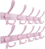 Dseap Coat Rack Wall Mount 2.0 Pro: Heavy Duty 300% Thicker, 16" Stud Mount, Stainless Steel Wall Coat Hooks Hanger for Clothes Jackets Hats Entryway Closet, MaxStrong Series, Pink, Pack of 2
