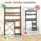 Multi-Functional Mini Fridge Stand, Mini Fridge and Microwave Storage Shelves with Power Outlet, Large Bakers Rack and Storage for Kitchen Appliances, Perfect for Dorm Kitchen Coffee Bar