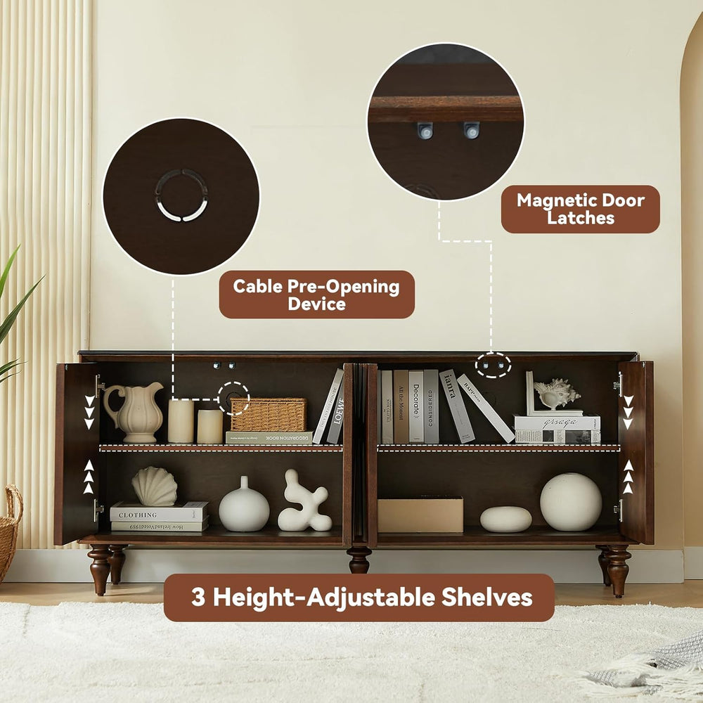 LKTART 62.99" Sideboard Buffet Cabinet with Storage, Solid Wood Kitchen ...
