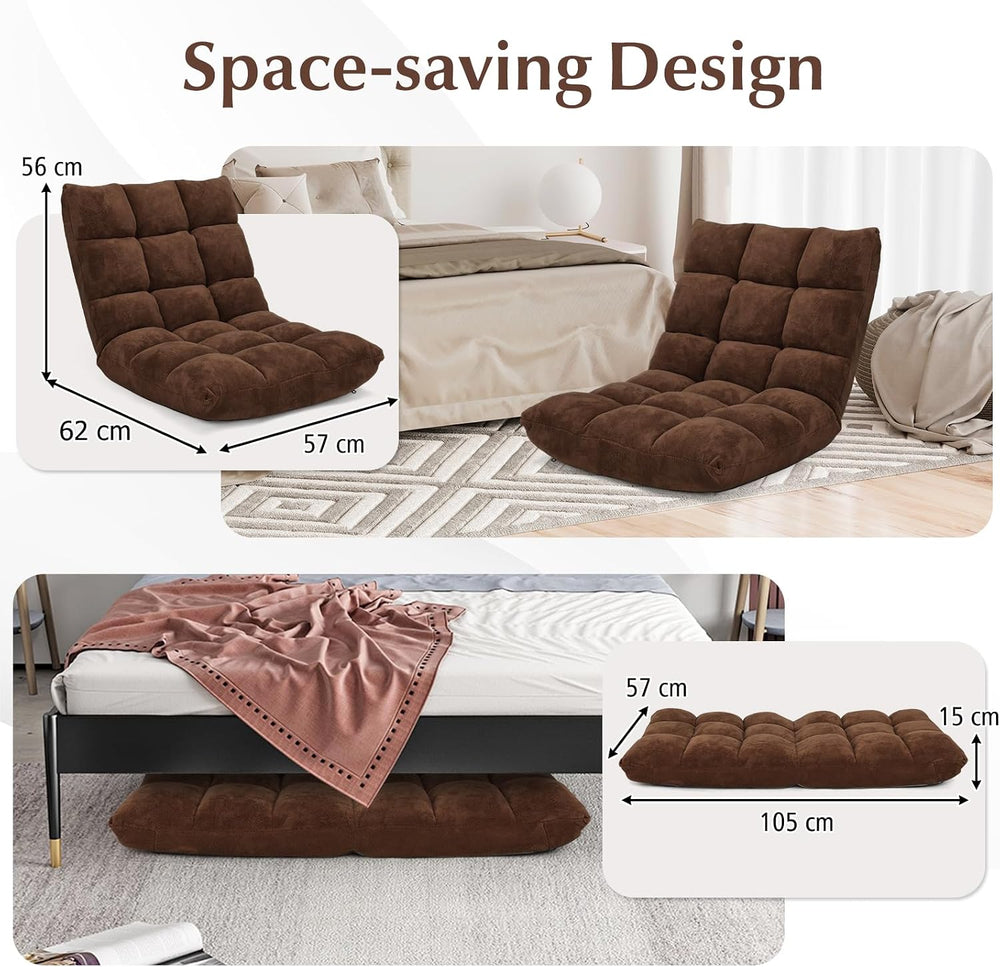 Multigot Folding Floor Chair, 14 Positions Adjustable Lazy Recliner with Back...