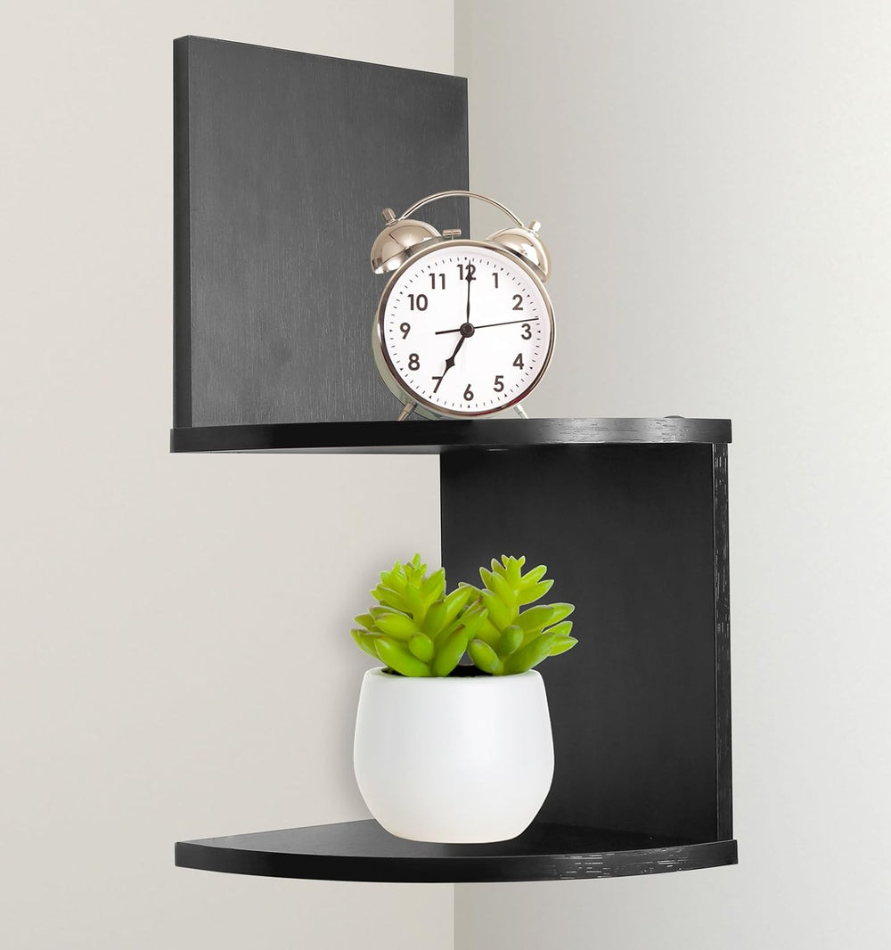 Corner Shelf, Greenco Modern Design 2 Tier Floating Shelves for Walls, Easy-t...