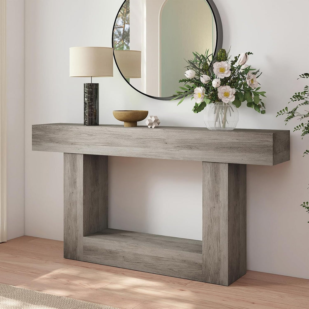 Spaco 63'' Long Console Table,2 Tier Farmhouse Entryway Table Sofa Ta...