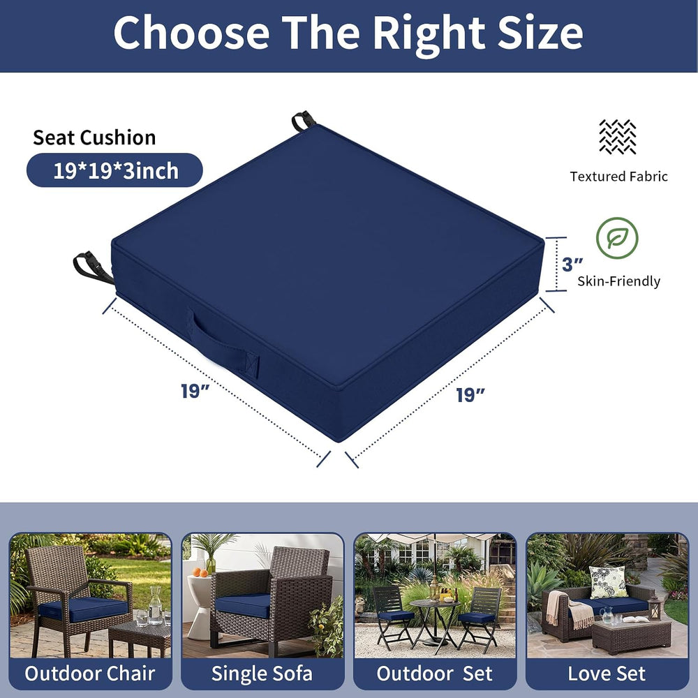 Outdoor Seat Cushions for Patio Furniture, 19x19 Inch Square Patio Chair Cush...