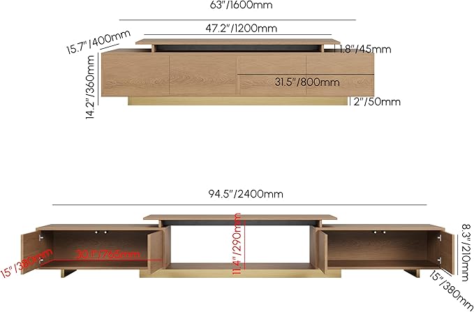 homary Extendable TV Stand for 65–85 Inch TVs, Modern Adjustable Media Console with Storage Drawers, Walnut Entertainment Center for Living Room & Bedroom