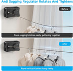 Retractable Outdoor Clothes Line,Heavy Duty Clothes Drying Laundry Line Wall Mounted Stainless Steel Line-16.7 Feets-Black