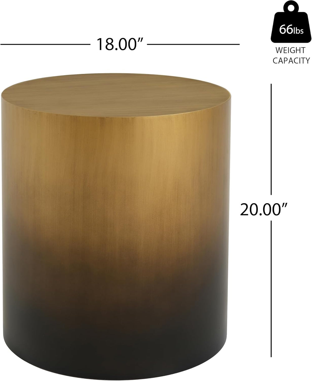 Merax 2-Piece Ombre Gradient Brass Black Iron Drum Table Set | Round Cylindri...