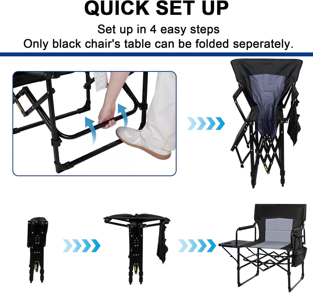 Romswi 2Pack Director Chairs for Outdoor, Folding Camping Chair, Compact Dire...