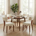 Dining Chairs Set of 4, Upholstered Fabric Kitchen Chairs with Solid Wood Legs, Modern Mid Century Accent Side Chairs for Dining Room Living Room, Ergonomic Comfort White(White, Set of 4)