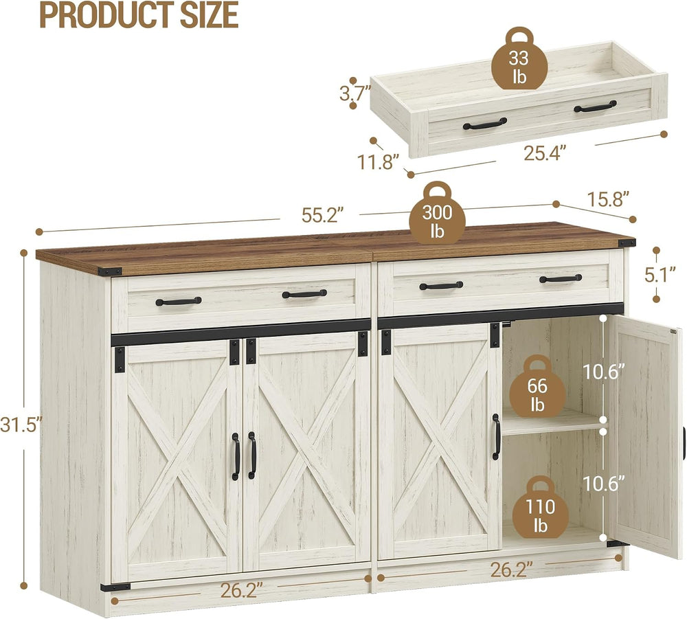 Hzuaneri Kitchen Storage Cabinet, Buffet Cabinet with Storage, Modern Farmhou...