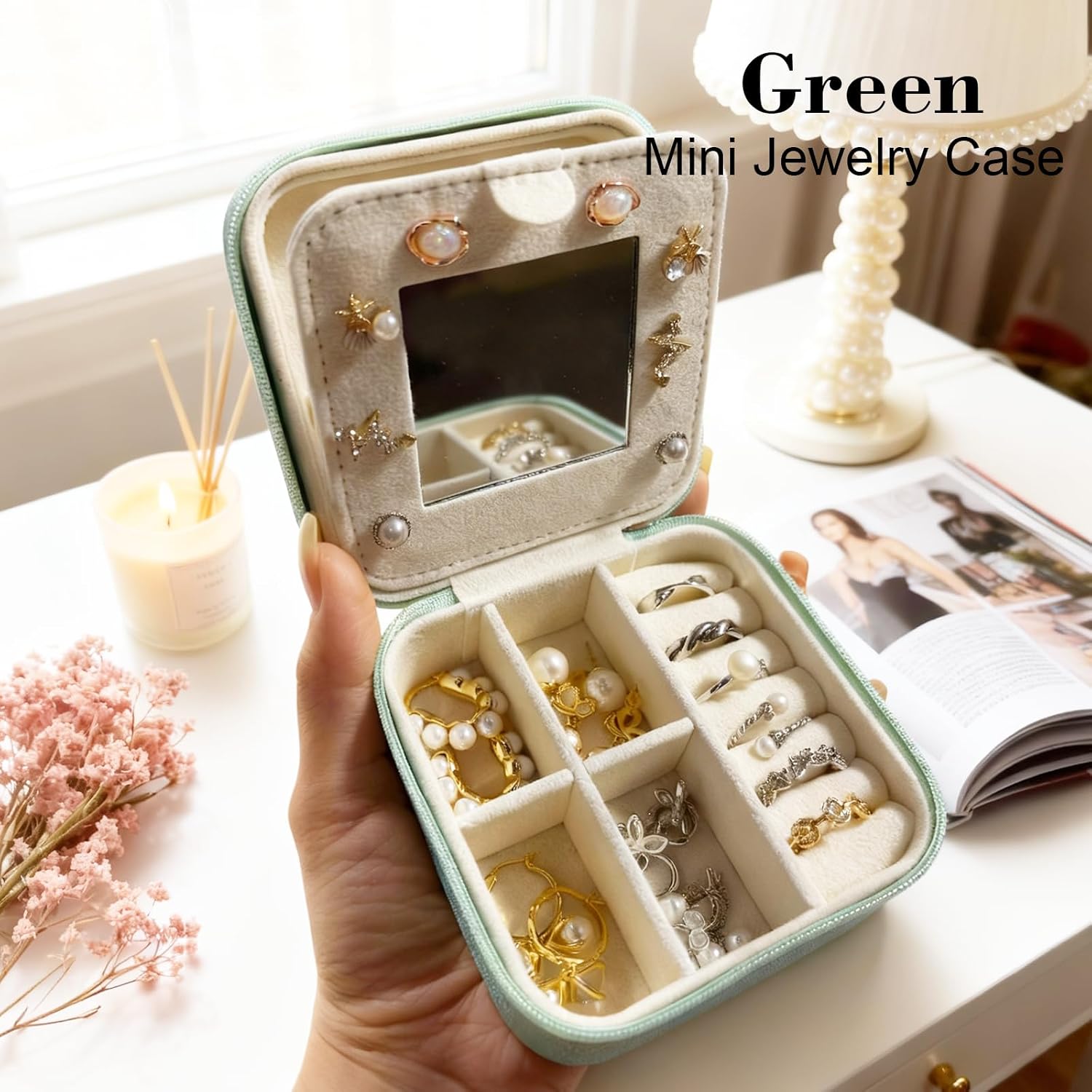 Mothers Day Gift Travel Jewelry Case for Women, Large Jewelry Organizer with Straps, Secure Storage, Better Organization, Gift for Bridesmaid, Daughter, Granddaughter