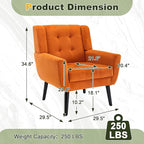 NicBex Modern Accent Chair for Living Room Upholstered Foam Filled Living Room Chairs with Metal Legs Velvet Cozy Lounge Armchair for Living Room Bedroom,Orange