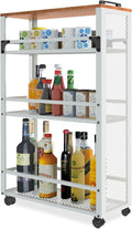 2025 New, Slim Kitchen Storage Cart, 3 Tier Metal Rolling Utility Cart Mesh Basket, Multifunction Wire Basket Shelf Trolley for Home Laundry, Bathroom, Living Room, White