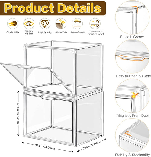 4 Packs Handbag Storage Organizer for Closet, ULENDIS Clear Acrylic Display Case for Purse and Handbag, Stackable Storage Organizer with Magnetic Door for Wallet Book Cosmetic Toys Display