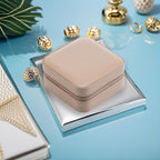 VLANDO Small Travel Jewelry Box Organizer Display Case for Girls Women Gift Rings Earrings Necklaces Storage, Latte