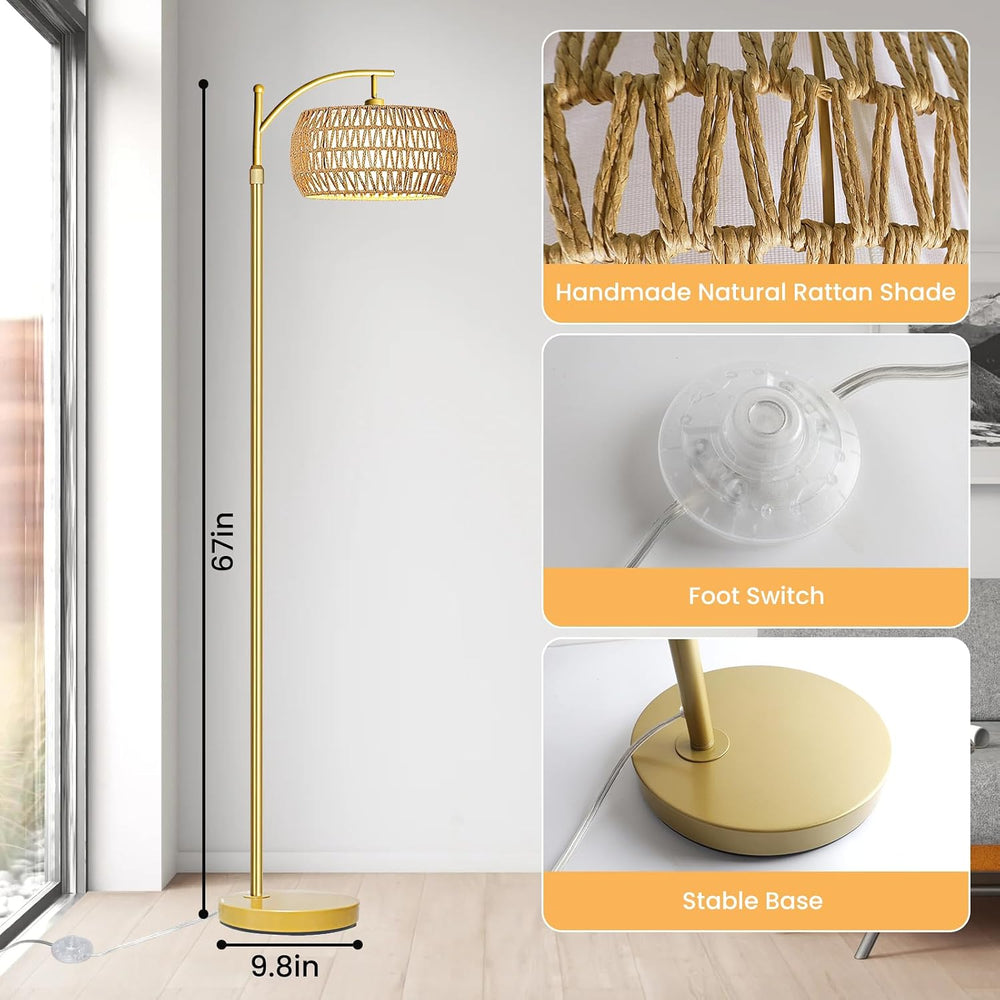 Yusist Arc Floor Lamp for Living Room,Farmhouse Floor Lamps with Remote Contr...